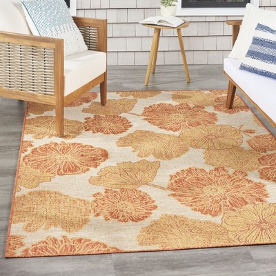 Coral Floral Flatwoven Synthetic 4' x 6' Area Rug