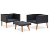 vidaXL 3 Piece Patio Lounge Set with Cushions Poly Rattan Black - 4 of 4