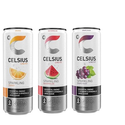CELSIUS Variety Pack - Grape, Orange, Watermelon - 12 Fl Oz (Pack of 18)