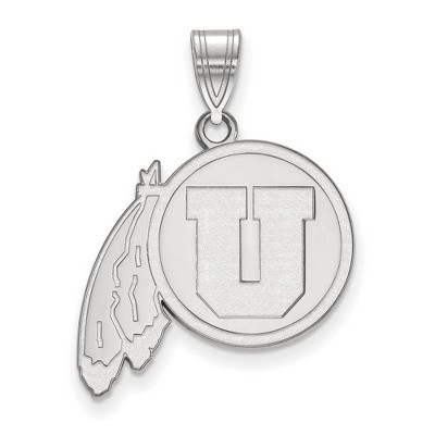 Black Bow Jewelry 10k White Gold Utah Runnin Utes NCAA Large Pendant