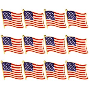 Juvale 12 Pack American Flag Lapel Pins for National Day, 4th of July, Veterans, Flag Pins for Suits, Backpacks and Hats - 1 of 4