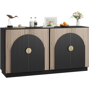 Mid-Century Modern Buffet Cabinet with Fluted Arched Doors, Adjustable Shelves Storage Sideboard & Credenza for Dining Room, Living Room, Entryway - 1 of 4
