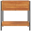 vidaXL Garden Planter with Shelf - Solid Acacia Wood and Steel, 31.5"x17.7"x31.5", Outdoor/Indoor Flower Box, Weather-Resistant, Brown - 4 of 4