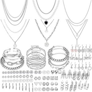 69 Pieces Gold Jewelry Set for Women with Necklaces Bracelets and Earrings, Fashion Costume Jewelry Collection - 1 of 4