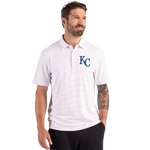 Kansas City Royals Cutter & Buck Forge Epic Confidence Fine Line Stripe Stretch Recycled Mens Polo - 1 of 1