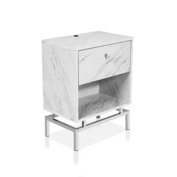 Brama Open Shelf End Table with USB Port - HOMES: Inside + Out