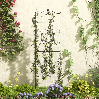 FUFU&GAGA Black Iron Garden fence Garden Trellis Outdoor fence for Climbing Plants - Weather - Resistant
