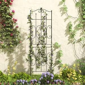 FUFU&GAGA Black Iron Garden fence Garden Trellis Outdoor fence for Climbing Plants - Weather - Resistant - 1 of 4