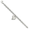 Black Bow Jewelry Women's Stainless Steel Heart and CZ Charm Bracelet, 7.5 Inch - 2 of 4