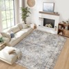 Vintage Machine Washable Rug for Living Room Non-Slip Non-Shedding Distressed Floral Printed Indoor Carpet - 2 of 4