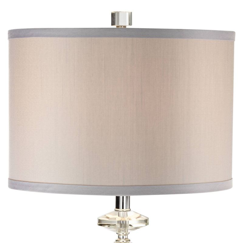 Vienna Full Spectrum Traditional Glam Table Lamp with USB Charging Port 26.5" High Crystal Column Gray Drum Shade Living Room Bedroom House, 4 of 10