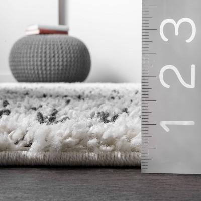 Off-White Square Braided Shag Synthetic Area Rug