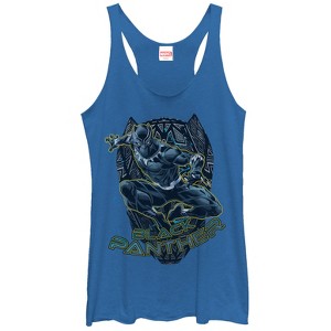 Women's Marvel Black Panther Mask Outline Racerback Tank Top - 1 of 3