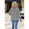 Womens Striped Sweatshirts Crew Neck Side Slit Sweatshirts Faux V-Notch Stripes Long Sleeve T-Shirt Basic Tops Lightweigth All Season Tops - 2 of 4