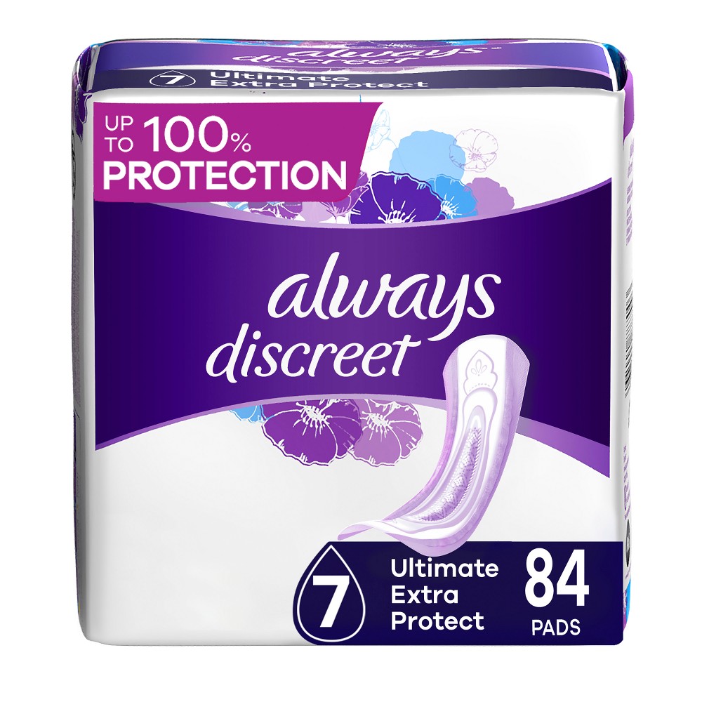 Always Discreet Ultimate Extra Protection 2 Pack Of 42 Count /84 Total 7 Drop Base Pads -