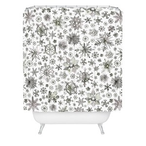 Ninola Design Winter Stars Snowflakes Christmas Shower Curtain Gray - Deny Designs - 1 of 3