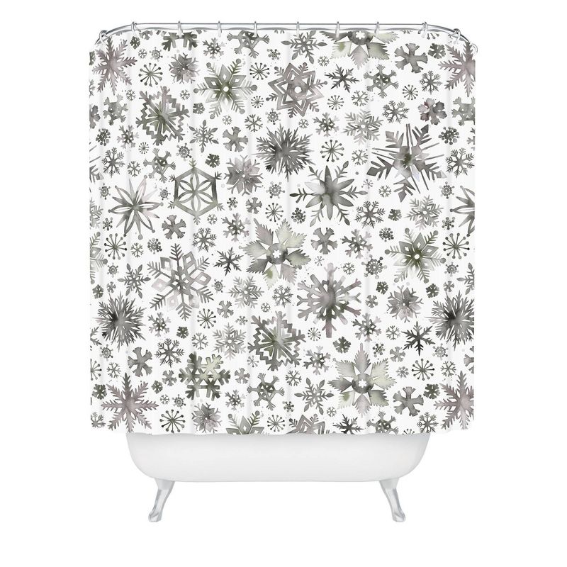 Ninola Design Winter Stars Snowflakes Christmas Shower Curtain Gray - Deny Designs, 1 of 5