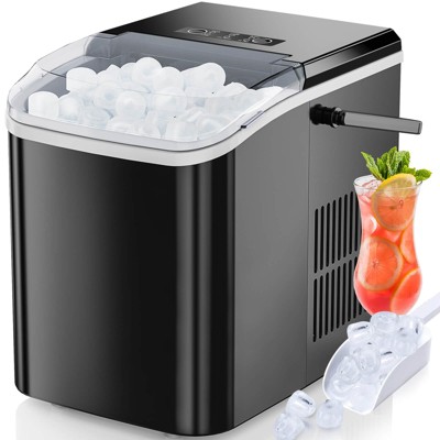 GreenEver Portable Countertop Ice Maker Machine, Self-Cleaning Ice Machine with Ice Scoop, 26.5lbs in 24Hrs, 9 Ice Cubes Ready in 6 Mins