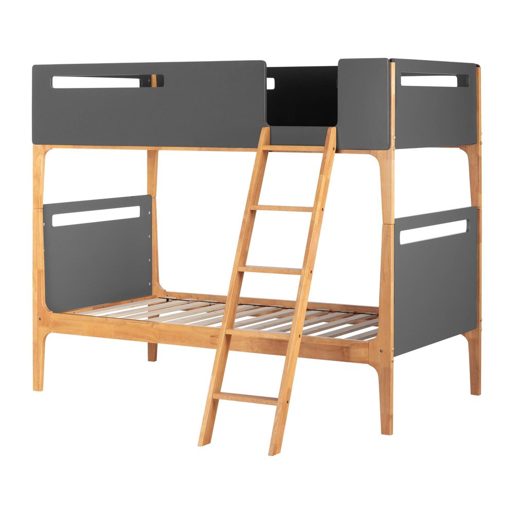 Photos - Bed Frame Twin Bebble Modern Kids' Bunk Beds Natural/Gray - South Shore