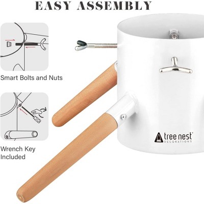 White Metal and Beech Wood Christmas Tree Stand for 10ft Trees
