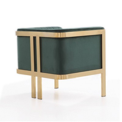 Paramount Forest Green Velvet Accent Armchair with Polished Brass Frame