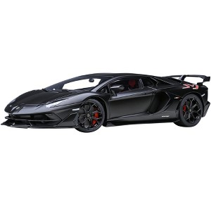 Lamborghini Aventador SVJ Nero Nemesis Matt Black 1/18 Model Car by Autoart - 1 of 4