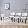Minimalist Armless Faux Leather Dining Chairs Set of 4,Curved Back Upholstered Dining Room Chairs Set of 4,Metal Kitchen Chair-Coolbibila - 3 of 4