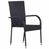 vidaXL Garden Dining Set Black PE rattan, powder-coated steel, glass - 3 of 4