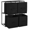 vidaXL Storage Cabinet with 4 Fabric Baskets Black 24.8 in.x11.8 in.x28 in. Steel - image 4 of 4