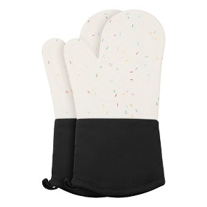 REGALWOVEN Silicone and Cotton Oven Mitts, Heat Resistant and Waterproof Cooking Gloves 2 Pcs Kitchen Mitts - 1 of 4