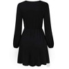 Womens Deep V Neck Mini Dress Long Sleeve Elastic Waist A Line Casual Wrap Midi Dress - 4 of 4