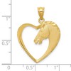 Black Bow Jewelry 14k Yellow Gold Horse Head and Heart Pendant, 22mm - 4 of 4