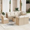 vidaXL 9 Piece Patio Sofa Set with Cushions Beige and Cream Poly Rattan - With Table - 2 of 4