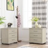 Set of 2 32'' Night Stand Beige - Accent Furniture: Modern Design, 3 Drawers, Metal Legs - image 3 of 4