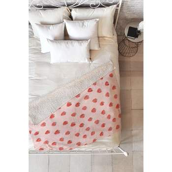 Emanuela Carratoni Strawberries on Pink Fleece Blanket - Deny Designs