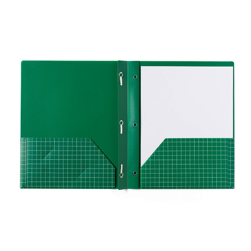 Poly Folder with Prongs Fashion Green Grid - up &#38; up&#8482;, 2 of 4
