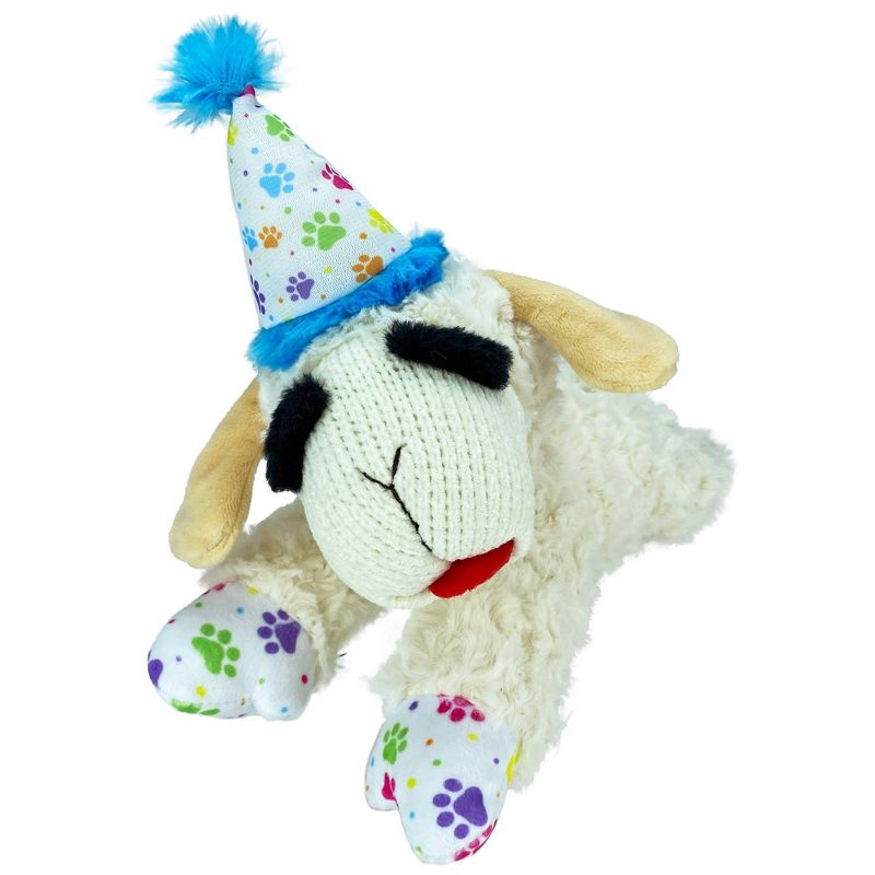 Multipet Lamb Chop Party Hat Dog Toy - Blue - M, 1 of 5