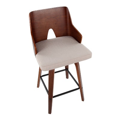 Ariana Mid-Century Modern Swivel Counter Stool in Beige
