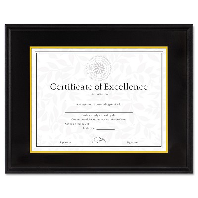 Dax Hardwood Document/Certificate Frame w/Mat 11 x 14 8 1/2 x 11 Black 1511TB