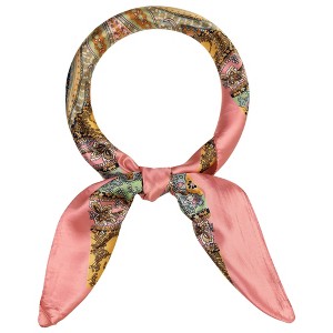 Elerevyo Women's Satin Large Paisley Symmetric Silk Square Scarf Head Wrap Bandanas 35.4" X 35.4" - 1 of 4
