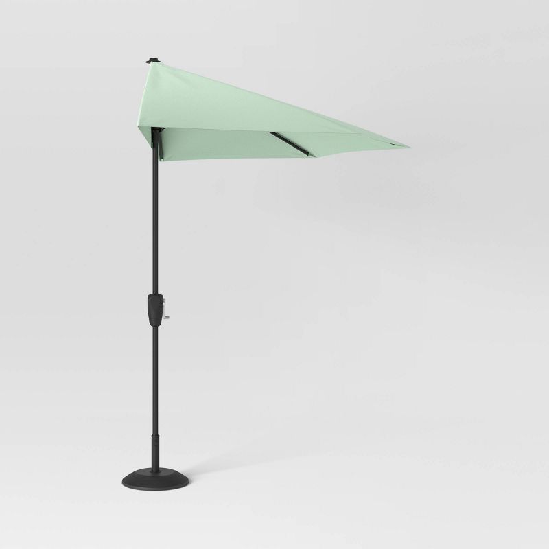 8.83'x7.81' Half-Circle Outdoor Patio Market Umbrella with Black Pole - Room Essentials™, 4 of 8