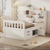 CAVINAS Twin Size Platform Bed Modern Wooden Bed Frame with Storage Headboard, Open Shelf and 4 Storage Drawers for Bedroom - 2 of 4