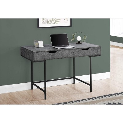 Modern 48" Grey Stone-Look Home Office Desk with Storage Drawers