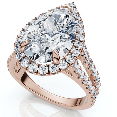 Pompeii3 Certified 3 3/4Ct Pear Shape Diamond Engagement Ring 14k Gold or Pt Lab Created