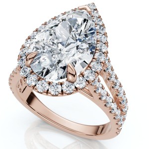 Pompeii3 Certified 3 3/4Ct Pear Shape Diamond Engagement Ring 14k Gold or Pt Lab Created - 1 of 2