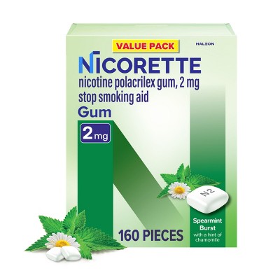 Nicorette 2mg Stop Smoking Aid Nicotine Gum - Spearmint Burst - 160ct