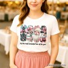Coquette Pink Christmas T‑Shirt, It's The Most Wonderful Time Of The Year Vintage Tree, Reindeer, Santa and Snowman Tee White 3XL - 4 of 4