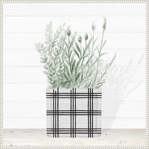30"x30" Lavender Blossom in Modern Pot II by Janice Gaynor Framed Canvas Wall Art Print White - Amanti Art: Polystyrene Frame, Botanical Theme - 1 of 4