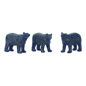 Transpac Resin Faux-Wood Carved Bear Figurine Set of 3 Spring Home Decorations - 1 of 1