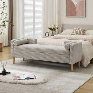 CAVINAS Sofa Chair with Adjustable Back, Modern Ottoman Bench and Metal Legs, End of Bed Bench for Living Room, Bedroom, Entryway - 1 of 4